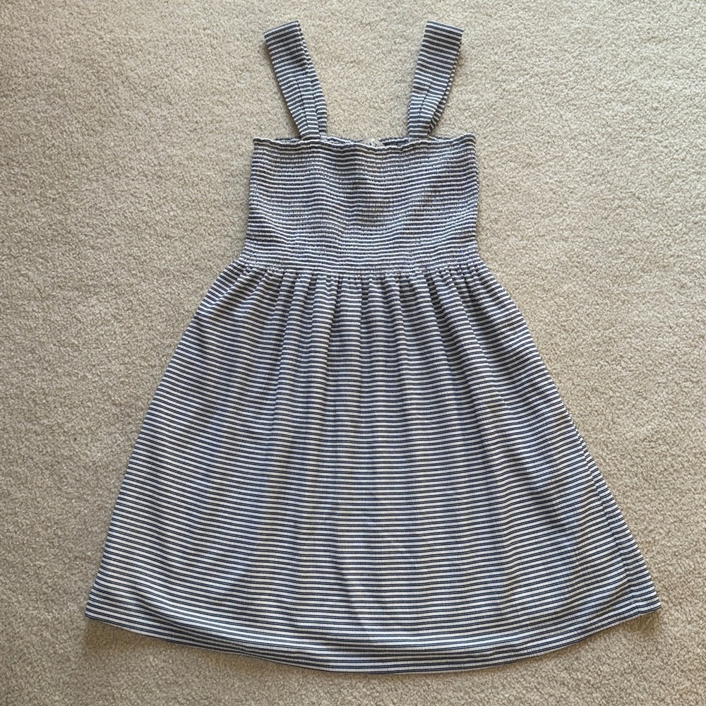 Madewell Texture and Thread small dark navy and White Striped Sundress